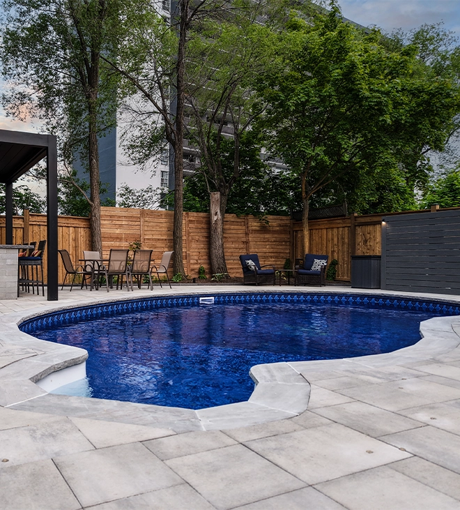 interlocking surface around pool with pool copying