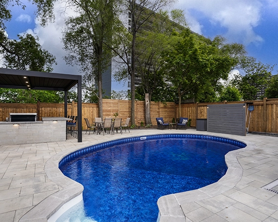 interlocking surface around pool