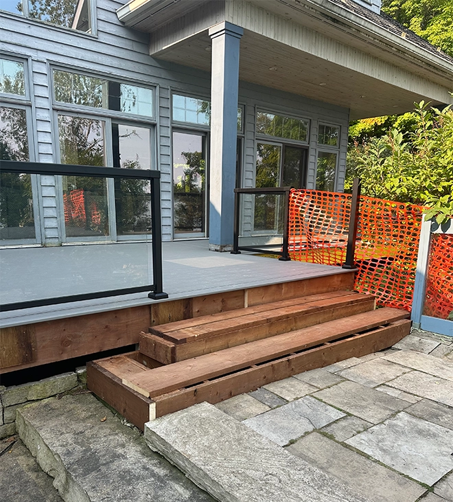 rebuilding the steps and railing