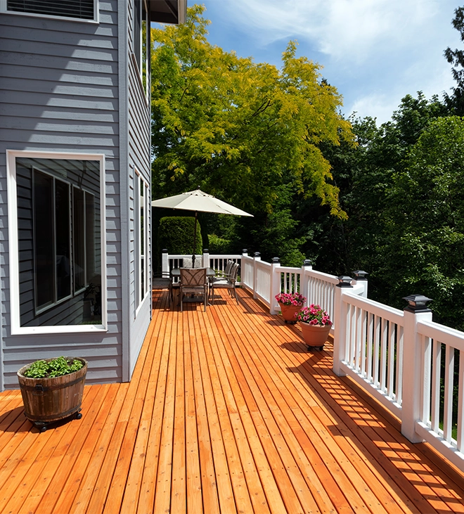 red cedar decking red cedar decking with white fence