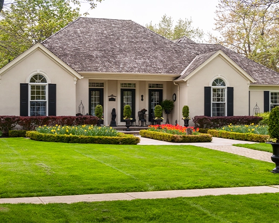 home front yard lawn with landscaping