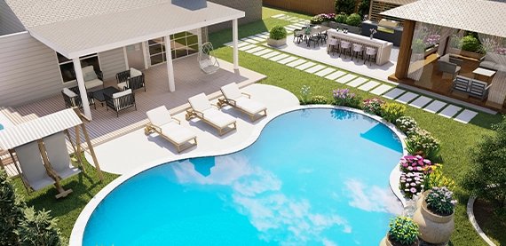 top view of luxury full yard