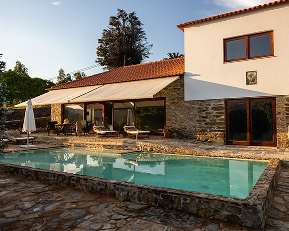 stone work on salt water pool coping and deck