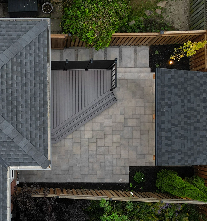 top view of backyard hardscaping