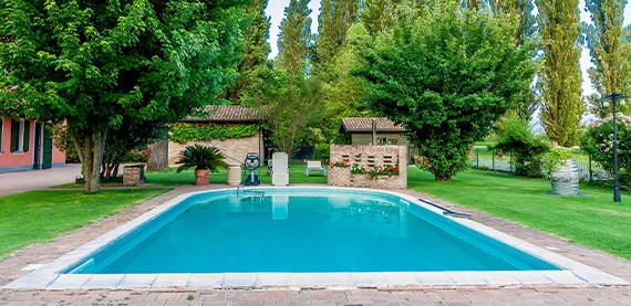 vinyl pool in a garden