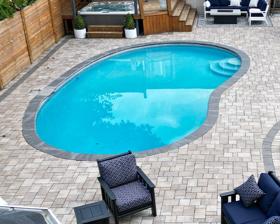 large vinyl pool top view