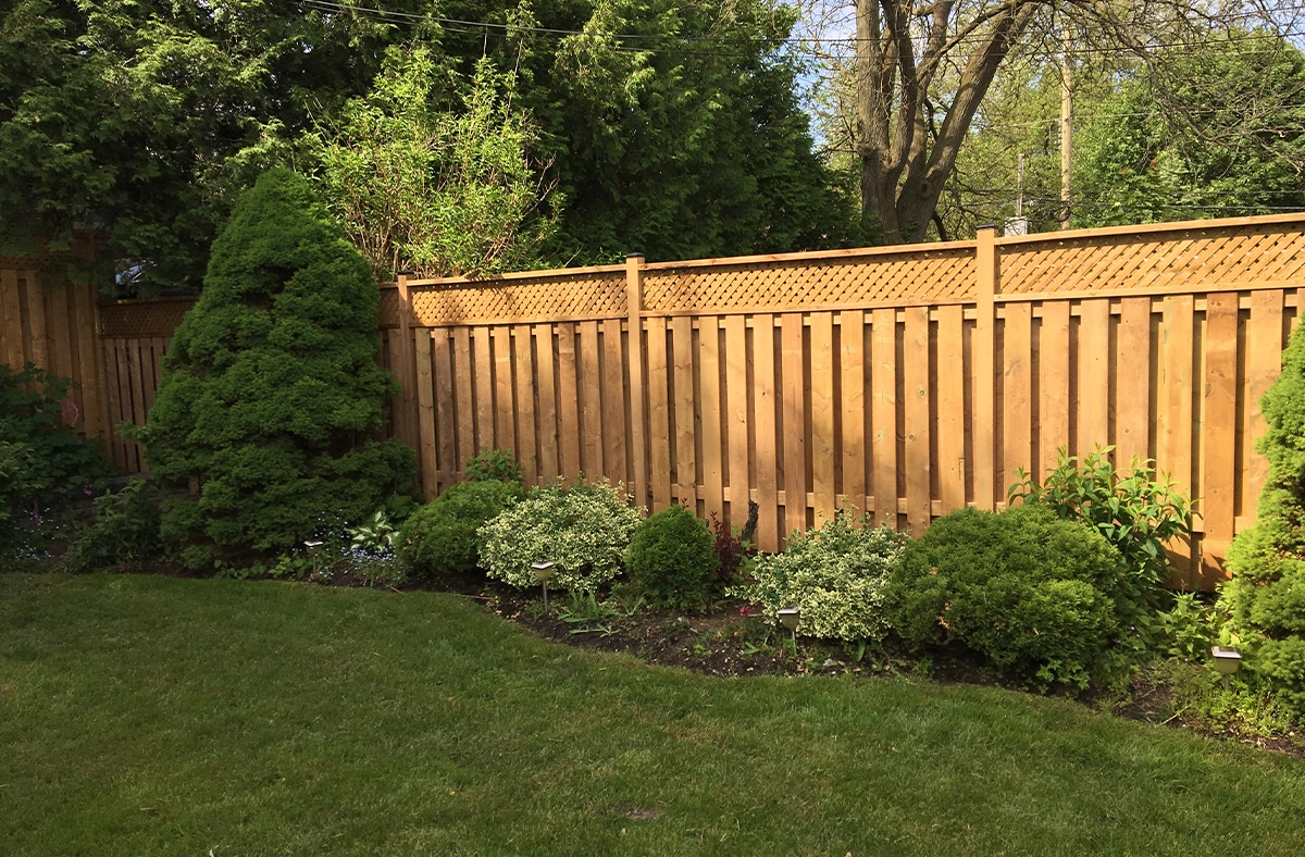 wooden fencing design wooden fence with landscaping in lawn