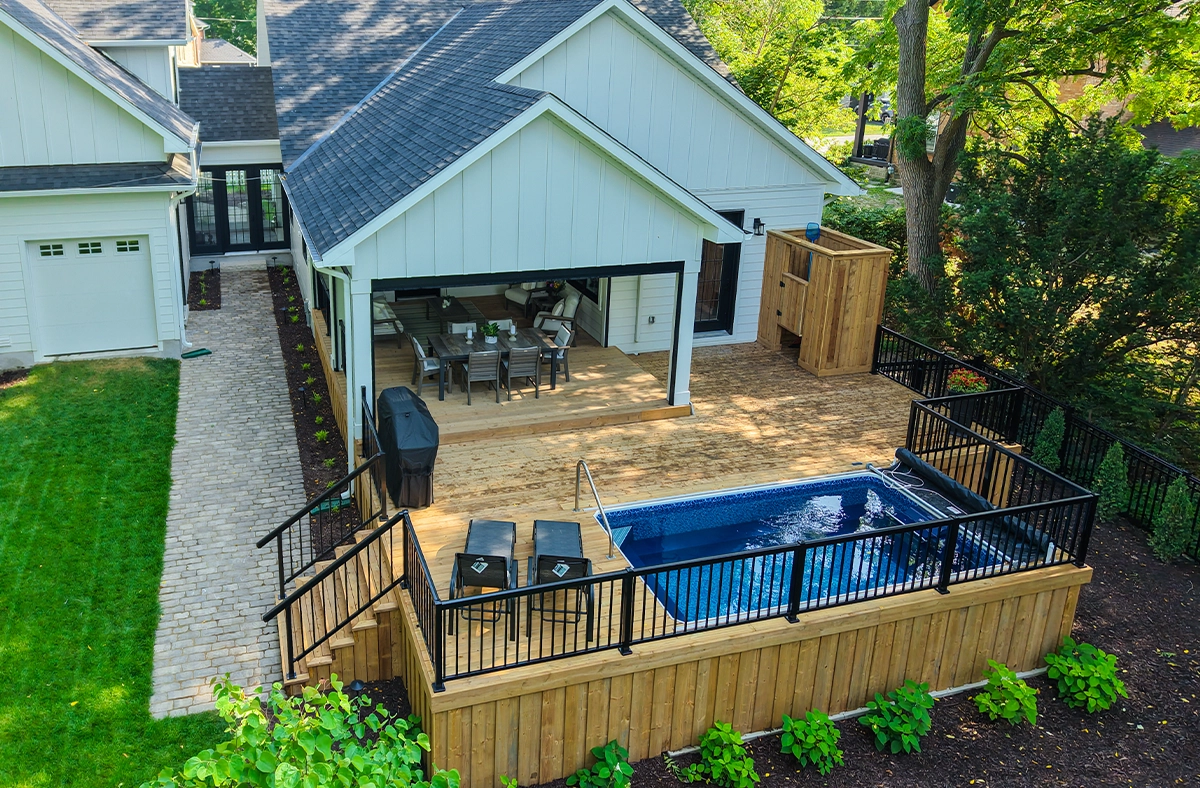 plunge pool space saving design plunge pool in large wooden deck