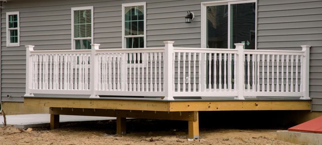 new white deck from the back of the house veranda vinyl outside porch
