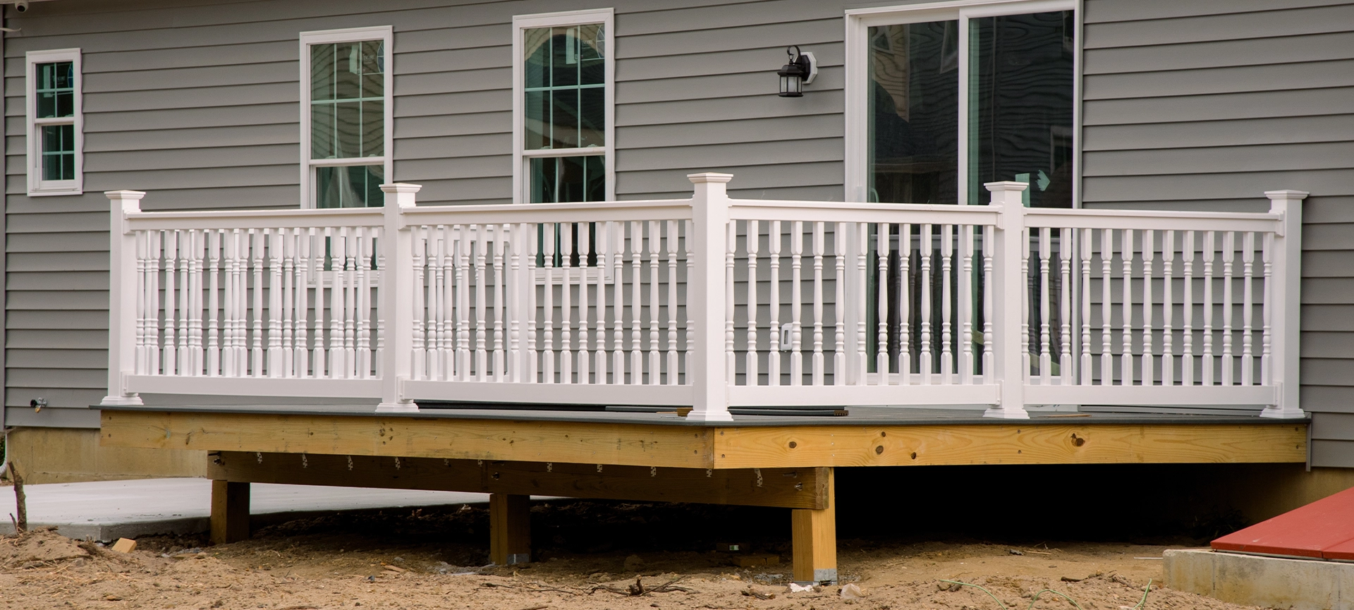new white deck from the back of the house veranda vinyl outside porch