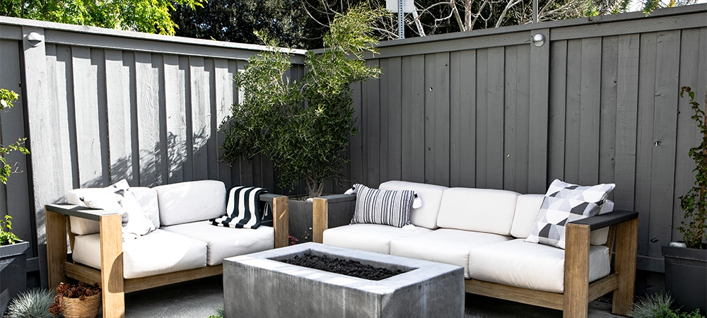 Relaxing outdoor space with couch