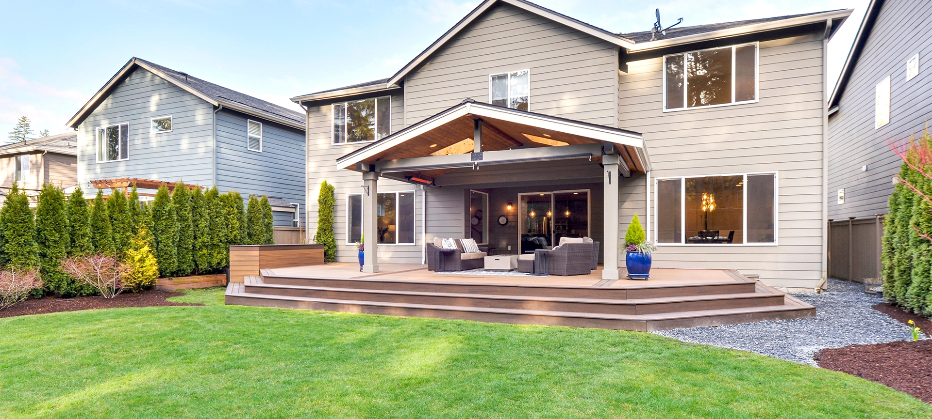 Modern residential luxury backyard exterior