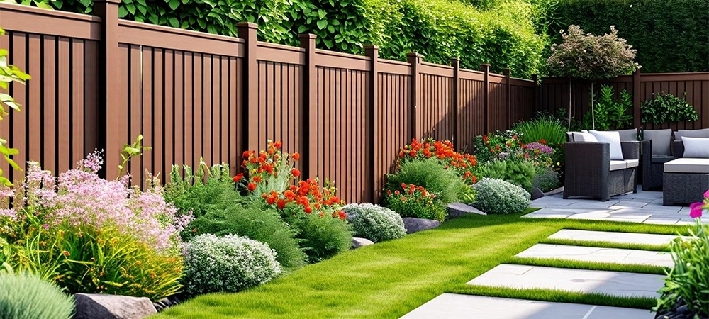 realistic composite fencing in garden