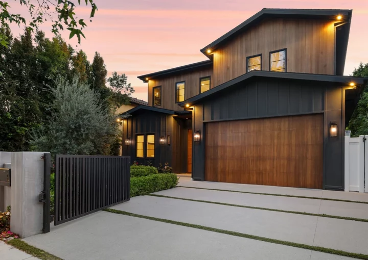 Stylish two story home with modern finishes, sunset views, pool, open living, luxe bathrooms, chef kitchen, and expansive closets