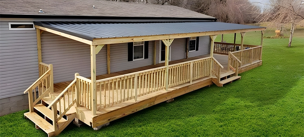 rain-escape on wooden deck in home backyard