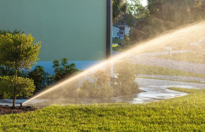 Automatic irrigation system with water sprinkler for maintaining grass lawn