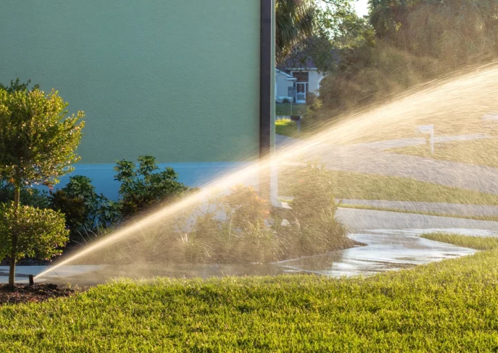 Automatic irrigation system with water sprinkler for maintaining grass lawn