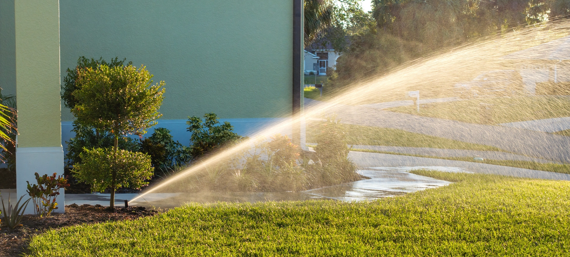 Automatic irrigation system with water sprinkler for maintaining grass lawn
