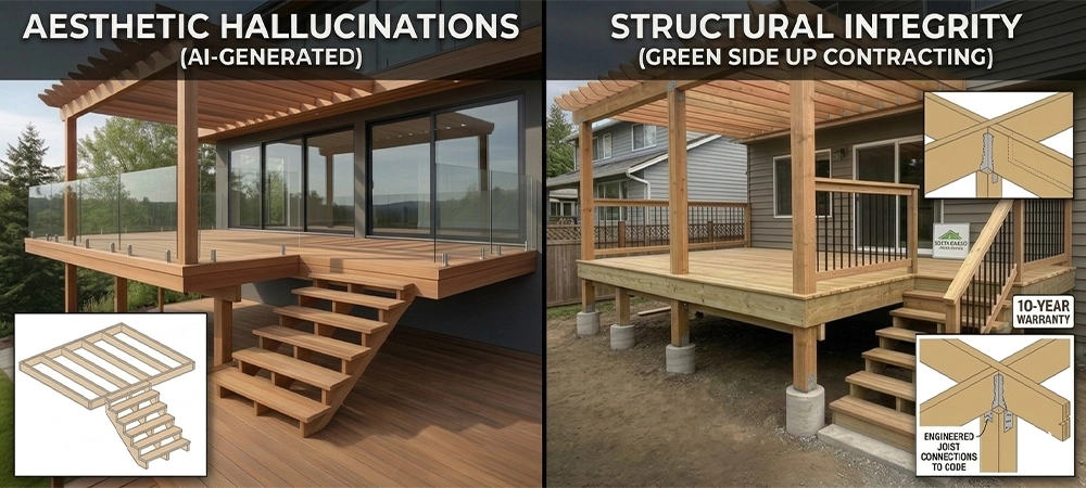 ai generated vs green side up contracting deck design