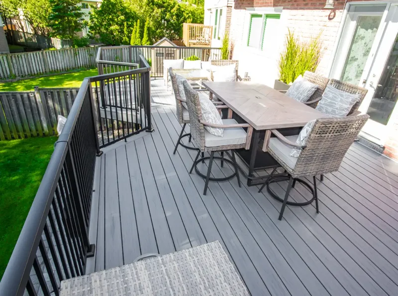 dinning table on a trex deck