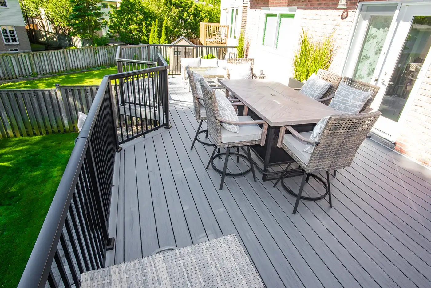 dinning table on a trex deck