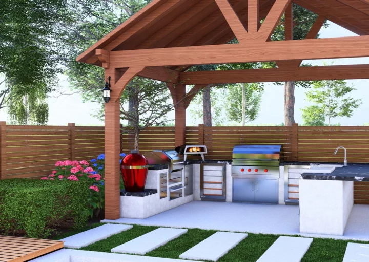 3d render of outdoor kitchen