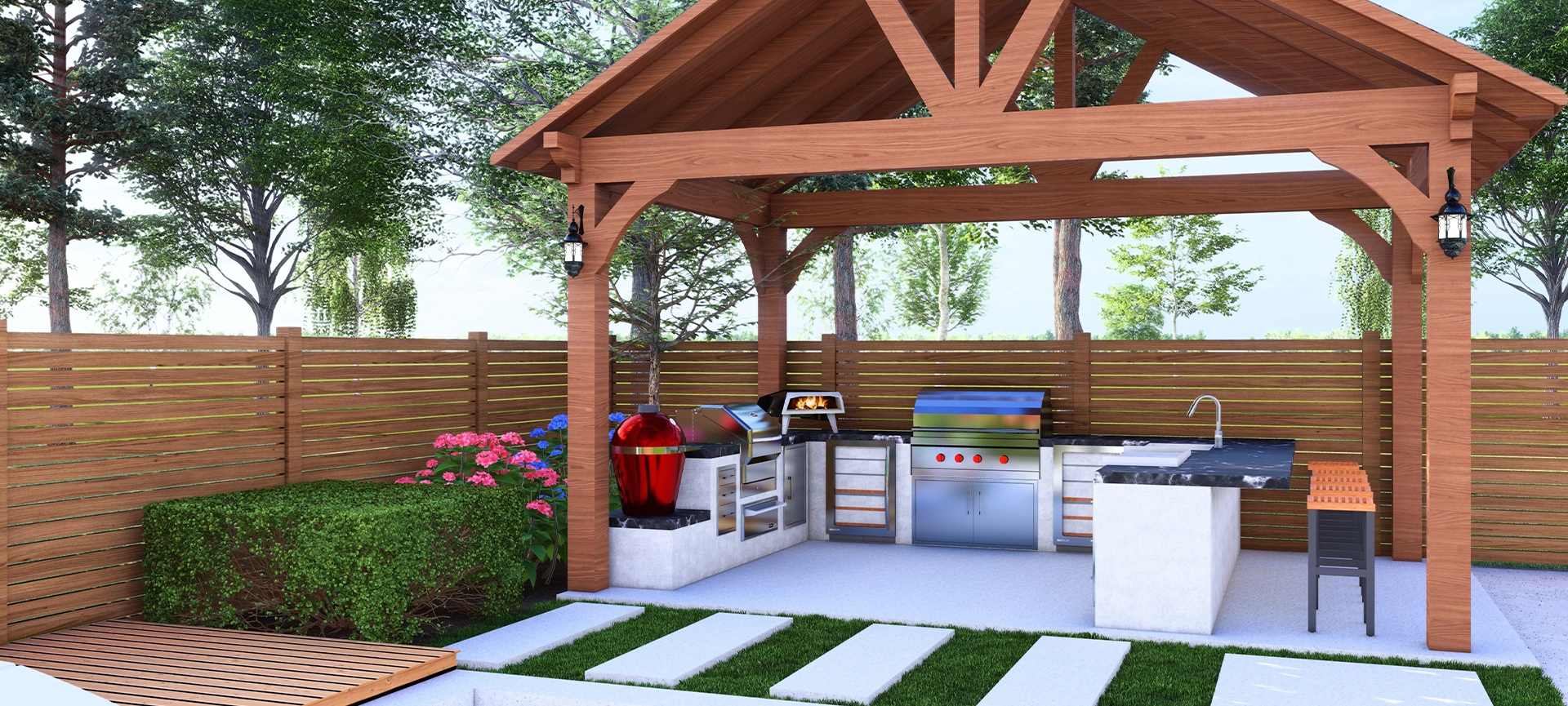 3d render of outdoor kitchen