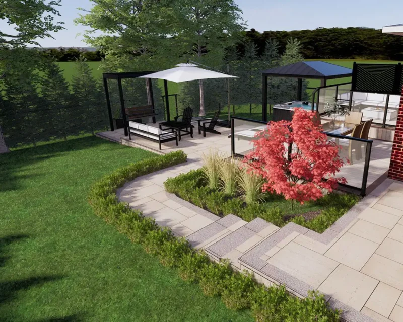 3D render of a backyard design