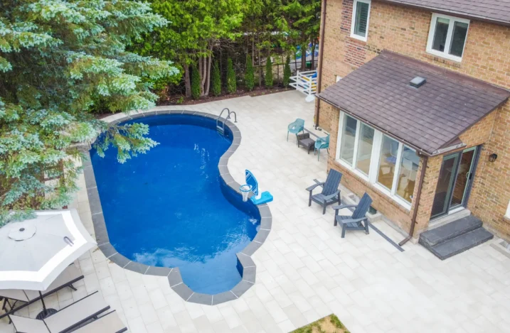 backyard pool patio overview