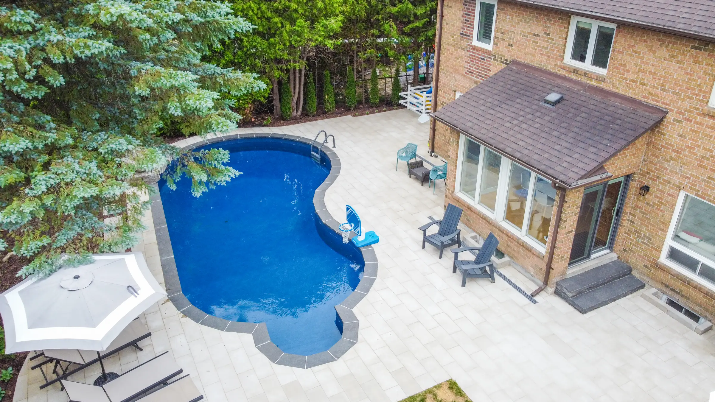 backyard pool patio overview