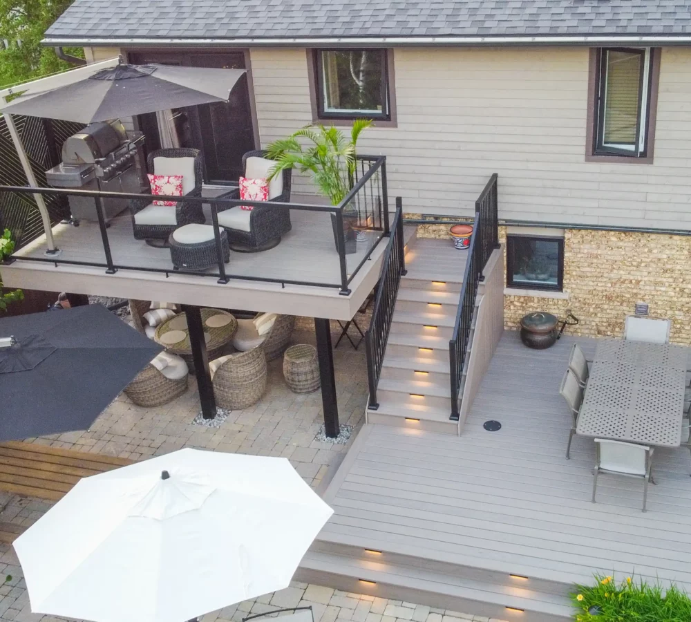 drone view of multi-level deck