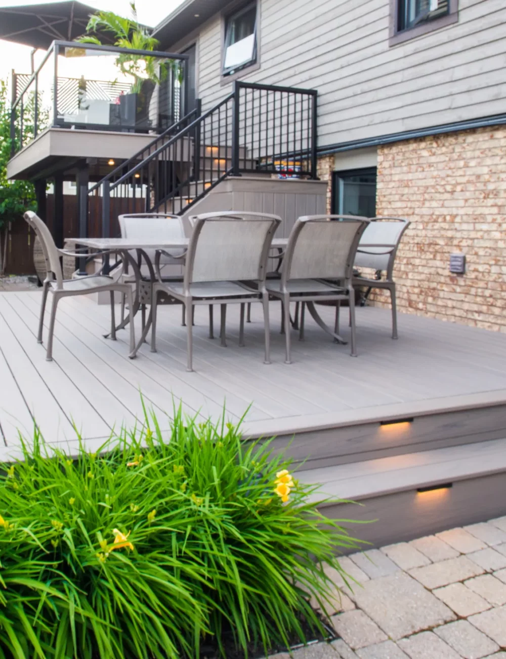 table and chairs on composite deck