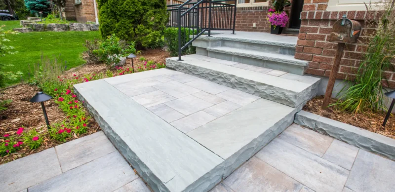 interlocked patio with stairs