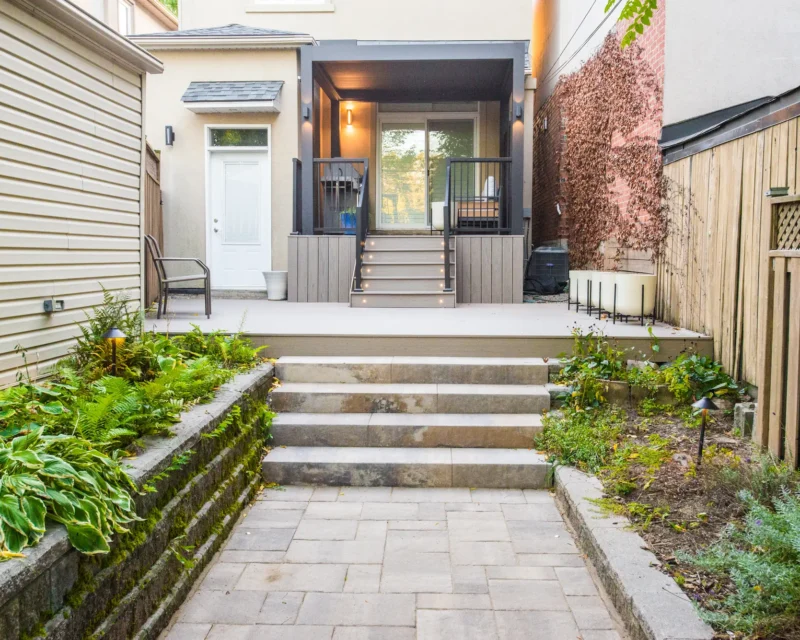 Interlock path and steps leading up to the Trex deck