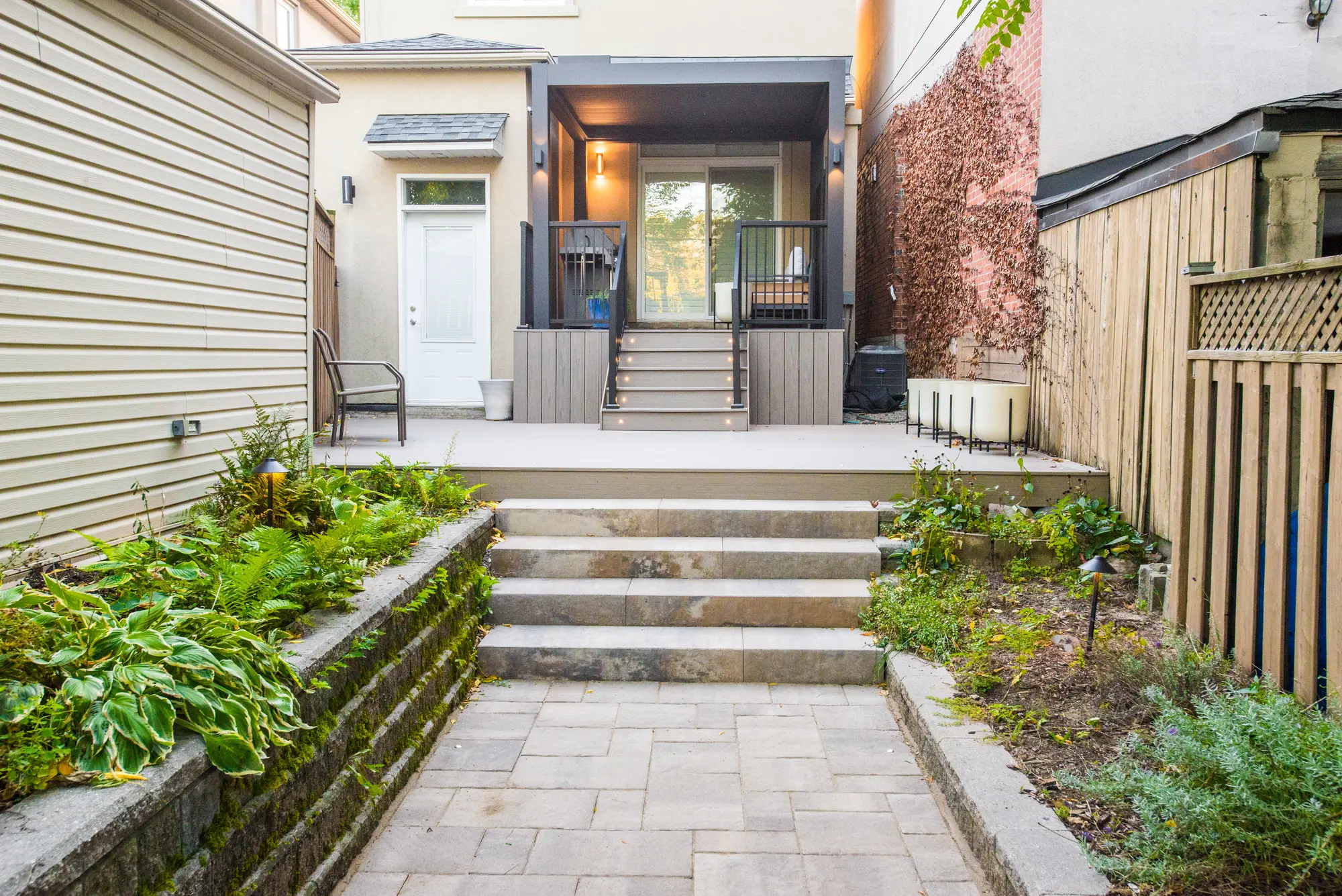Interlock path and steps leading up to the Trex deck
